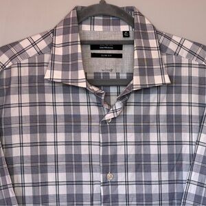 Saks Fifth Avenue Black and White Plaid Button Up Shirt